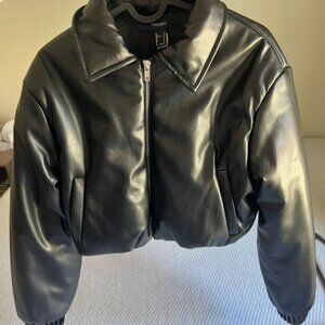 Cropped puffer leather jacket TAGS ON